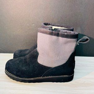 UGG Kids Boots Bayson black gray short zipper shearling 1098110K sz 1